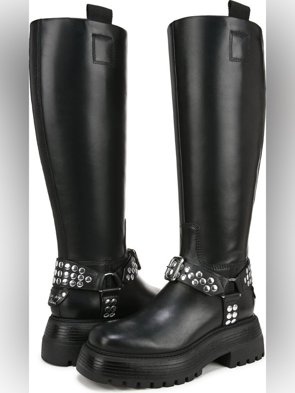 Circus by Sam Edelman Black Studded Knee-High Lug Boots - Picture 3 of 11